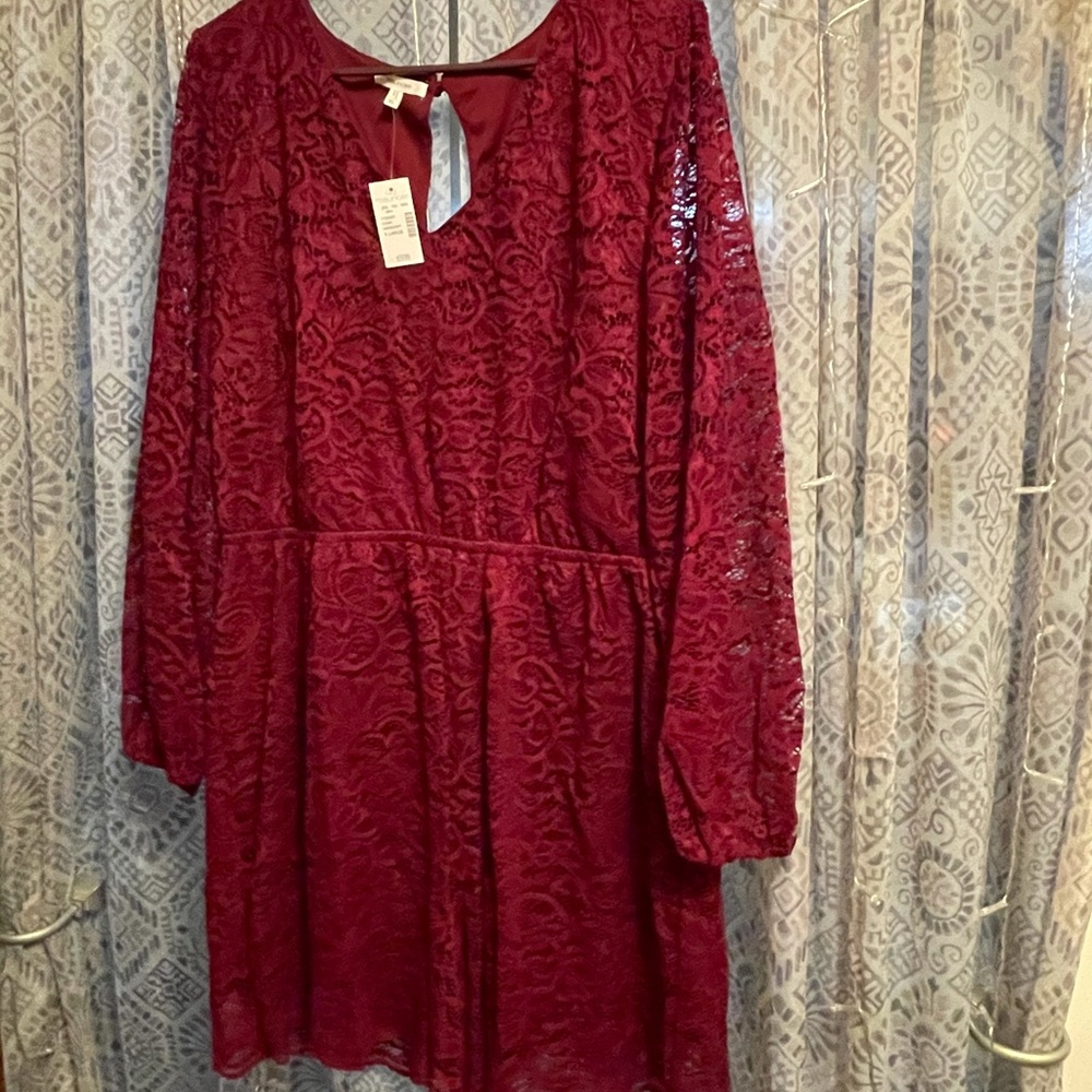 Burgundy lace romper from Maurices